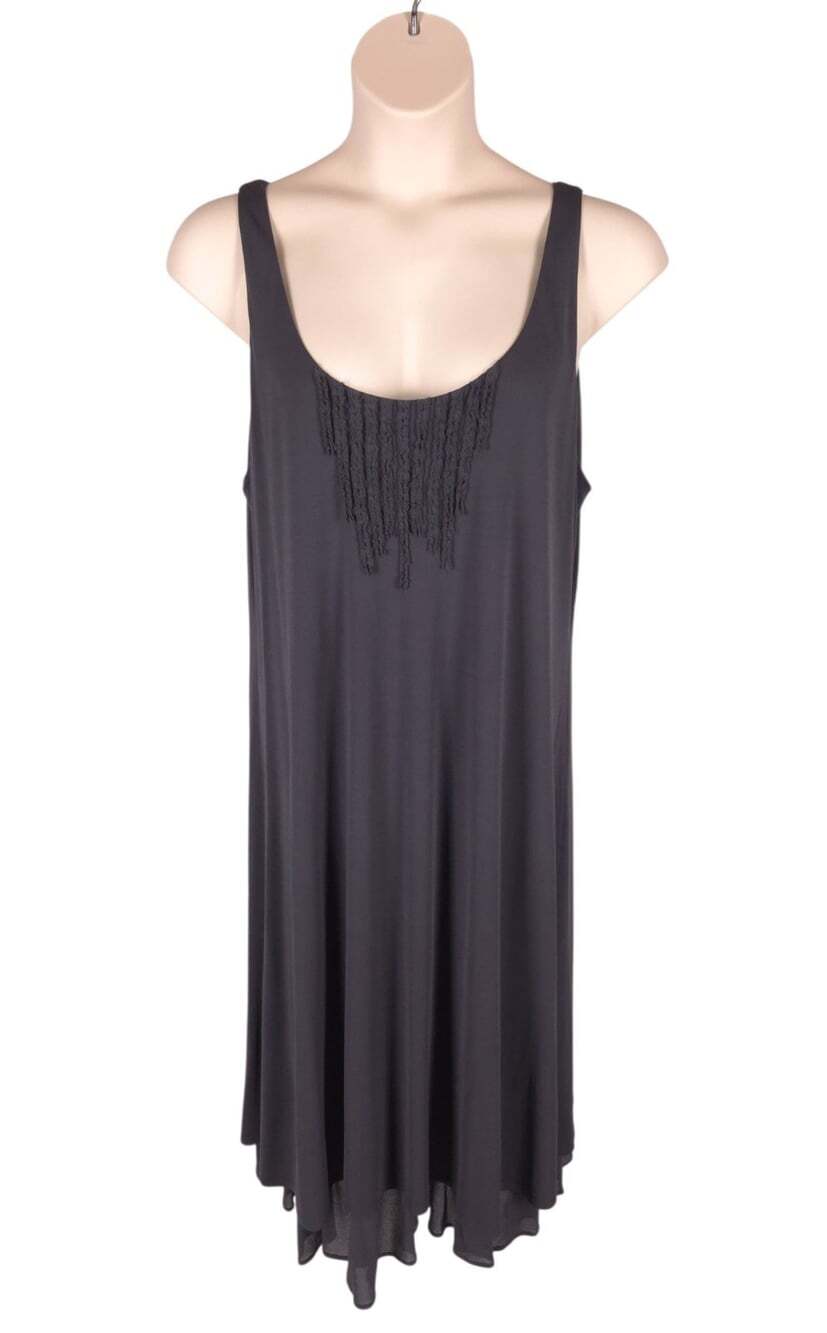 Eileen Fisher Ruffle Silk Tank Dress US XL EU 42 Womens Gray $348